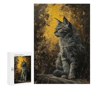Puzzles pour Adolescents300 PCS Golden Meadows Maine Coon Puzzles pour Adultes Jeu Manuel Améliore La Mémoire Cadeaux d'anniversaire Uniques 300 PCS