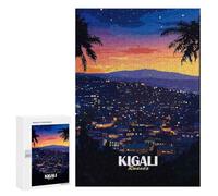 Puzzles pour Adolescents300 PCS Kigali, Rwanda Cityscape at Night Puzzles pour Adultes Jeu Manuel Améliore La Mémoire Cadeaux d'anniversaire Uniques 300 PCS