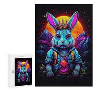 Puzzles pour Adolescents300 PCS King Neon Rabbit Puzzles pour Adultes Jeux Relaxants Décoration Murale Cadeaux d'anniversaire Uniques 300 PCS