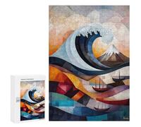 Puzzles pour Adolescents300 PCS Modern Cubist Vision of The Great Wave of Kanagawa Puzzles pour Adultes Jeu Manuel Améliore La Mémoire Cadeaux d'anniversaire Uniques 300 PCS