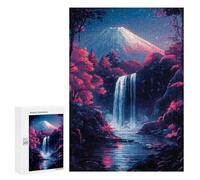 Puzzles pour Adolescents300 PCS Mountain Fuji Waterfall Night Japanese Cherry Blossom Puzzles pour Adultes Jeu Manuel Améliore La Mémoire Cadeaux d'anniversaire Uniques 300 PCS