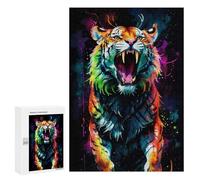 Puzzles pour Adolescents300 PCS Neon Watercolor Tiger Puzzles pour Adultes Jeu Manuel Améliore La Mémoire Cadeaux d'anniversaire Uniques 300 PCS