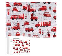 Puzzles pour Adolescents300 PCS Red Fire Truck Illustration Pattern Puzzles pour Adultes, Jeux Amusants Et Anti-Stress, À Offrir en Cadeau À Toute La Famille 300 PCS