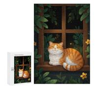 Puzzles pour Adolescents300 PCS Smiling Cat on Window Sill Puzzles pour Adultes Jeux Relaxants Décoration Murale Cadeaux d'anniversaire Uniques 300 PCS