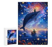 Puzzles pour Adolescents300 PCS Whale Boy in Dreamy Sky Puzzles pour Adultes Jeux Relaxants Décoration Murale Cadeaux d'anniversaire Uniques 300 PCS
