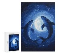 Puzzles pour Adolescents300 PCS Whale Silhouettes Under Moon Puzzles pour Adultes Jeu Manuel Améliore La Mémoire Cadeaux d'anniversaire Uniques 300 PCS