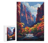 Puzzles pour Adolescents300 PCS Zion National Park Landscape Art Puzzles pour Adultes Jeu Manuel Améliore La Mémoire Cadeaux d'anniversaire Uniques 300 PCS