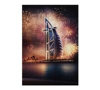 Puzzles pour Adolescents38x26cm/1000pcs Dubai's Burj Al Arab with Fireworks Casse-têtes pour Adultes - Jeu De Réflexion - Défi Difficile pour Anniversaire, Noël 38x26cm/1000pcs