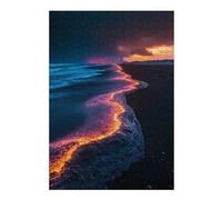 Puzzles pour Adolescents38x26cm/1000pcs Fiery Waves on Black Sand Beach Puzzles pour Adultes, Jouets Anti-Stress pour Améliorer La Mémoire, Cadeau d'anniversaire Ou De Noël 38x26cm/1000pcs