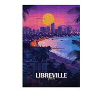 Puzzles pour Adolescents38x26cm/1000pcs Libreville Gabon Cityscape at Sunset Puzzles pour Adultes, Jouets Anti-Stress pour Améliorer La Mémoire, Cadeau d'anniversaire Ou De Noël 38x26cm/1000pcs