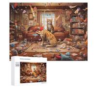 Puzzles pour Adolescents500 PCS Chaos Cats Whiskered Misfits in A Messy Mansion Puzzles pour Adultes, Jeux Amusants Et Anti-Stress, À Offrir en Cadeau À Toute La Famille 500 PCS