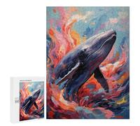 Puzzles pour Adolescents500 PCS Colorful Whale in an Abstract Ocean Puzzles pour Adultes Jeux Relaxants Décoration Murale Cadeaux d'anniversaire Uniques 500 PCS