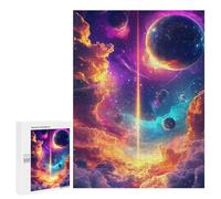 Puzzles pour Adolescents500 PCS Cosmic Beam Neon Space Planets Clouds Nature Puzzles pour Adultes Jeu Manuel Améliore La Mémoire Cadeaux d'anniversaire Uniques 500 PCS