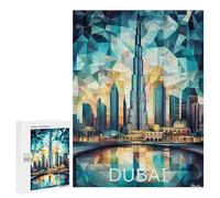 Puzzles pour Adolescents500 PCS Dubai Skyline Art Puzzles pour Adultes Jeux Relaxants Décoration Murale Cadeaux d'anniversaire Uniques 500 PCS