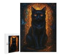 Puzzles pour Adolescents500 PCS Elegant Black Cat with Butterflies Puzzles pour Adultes Jeux Relaxants Décoration Murale Cadeaux d'anniversaire Uniques 500 PCS