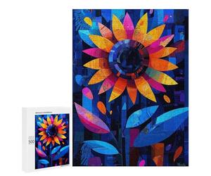 Puzzles pour Adolescents500 PCS Expressionist Geometry Sunflower - Vibrant Abstract Floral Art Puzzles pour Adultes Jeu Manuel Améliore La Mémoire Cadeaux d'anniversaire Uniques 500 PCS