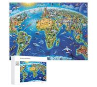 Puzzles pour Adolescents500 PCS Global Landmarks and Wildlife Map Puzzles pour Adultes, Jeux Amusants Et Anti-Stress, À Offrir en Cadeau À Toute La Famille 500 PCS