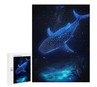 Puzzles pour Adolescents500 PCS Glowing Whale Shark in Deep Blue Sea Puzzles pour Adultes Jeux Relaxants Décoration Murale Cadeaux d'anniversaire Uniques 500 PCS
