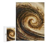 Puzzles pour Adolescents500 PCS Golden Wave Swirl Puzzles pour Adultes Jeux Relaxants Décoration Murale Cadeaux d'anniversaire Uniques 500 PCS