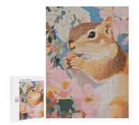 Puzzles pour Adolescents500 PCS Squirrel with Abstract Flowers Puzzles pour Adultes Jeu Manuel Améliore La Mémoire Cadeaux d'anniversaire Uniques 500 PCS