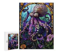 Puzzles pour Adolescents500 PCS Stained Glass Octopus Puzzles pour Adultes Jeu Manuel Améliore La Mémoire Cadeaux d'anniversaire Uniques 500 PCS