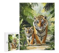 Puzzles pour Adolescents500 PCS Tiger Family in Jungle Puzzles pour Adultes Jeu Manuel Améliore La Mémoire Cadeaux d'anniversaire Uniques 500 PCS