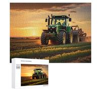Puzzles pour Adolescents500 PCS Tractor Sunset Farm Scene Puzzles pour Adultes, Jeux Amusants Et Anti-Stress, À Offrir en Cadeau À Toute La Famille 500 PCS