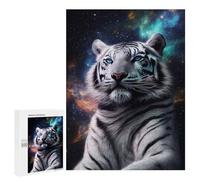 Puzzles pour Adolescents500 PCS White Tiger Galaxy Animal Puzzles pour Adultes Jeux Relaxants Décoration Murale Cadeaux d'anniversaire Uniques 500 PCS