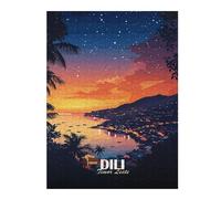 Puzzles pour Adolescents52x38cm/1000pcs Dili, Timor Leste at Sunset Puzzles pour Adultes, Jouets Anti-Stress pour Améliorer La Mémoire, Cadeau d'anniversaire Ou De Noël 52x38cm/1000pcs