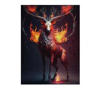 Puzzles pour Adolescents52x38cm/1000pcs Flaming Deer Mystic Artwork Casse-têtes pour Adultes - Jeu De Réflexion - Défi Difficile pour Anniversaire, Noël 52x38cm/1000pcs