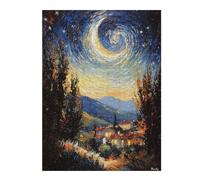 Puzzles pour Adolescents52x38cm/1000pcs Impressionist Inspired Starry Night Puzzles pour Adultes, Jouets Anti-Stress pour Améliorer La Mémoire, Cadeau d'anniversaire Ou De Noël 52x38cm/1000pcs