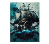 Puzzles pour Adolescents52x38cm/1000pcs Pirate Ship with Skull Flag Casse-têtes pour Adultes - Jeu De Réflexion - Défi Difficile pour Anniversaire, Noël 52x38cm/1000pcs