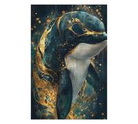 Puzzles pour Adolescents75x50cm/1000pcs Elegant Orca Whale with Gold Accents Puzzles pour Adultes, Jouets Anti-Stress pour Améliorer La Mémoire, Cadeau d'anniversaire Ou De Noël 75x50cm/1000pcs