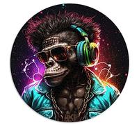 Puzzles pour Adulte Singe DJ Puzzle pour Adultes 1000 pièces Jeux de Puzzle Ronds (67,5 x 67,5) 1000 pièces