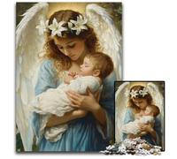Puzzles pour Adultes 1 000 Anges Tenant Un Enfant, Puzzles en Bois, Jeux stimulants, Cadeaux d'anniversaire Uniques pour Les Enfants de 14 Ans et Plus, 50 x 75 cm