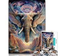 Puzzles pour Adultes 1 000 Animaux psychédéliques représentant des éléphants pour Adolescents, idéal comme Cadeau pour Toute la Famille à partir de 14 Ans (Taille 75x50cm)