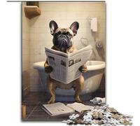Puzzles pour Adultes : 1 000 Bouledogue français lisant Un Journal. Un Art créatif Stimulant pour Les passionnés, Un pour se détendre (Taille : 26 x 38 cm).