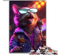 Puzzles pour Adultes : 1 000 Chats chanteurs en Bois, stimulants et divertissants, activité familiale (Taille : 50 x 75 cm)