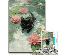 Puzzles pour Adultes 1 000 Chats Noirs artistiques et Abstraits, idéals comme Cadeau pour Toute la Famille (Taille 75x50cm)