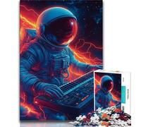Puzzles pour Adultes 1 000 pièces d'astronautes Jouant de la Musique, Puzzles pour Adolescents, Jouets de Jeu, Chaque pièce est Unique - Jeu Familial Stimulant et Amusant (Taille 38x26cm)