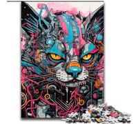 Puzzles pour Adultes 1 000 pièces en Bois représentant Un Chat Techno, Un Casse-tête Stimulant pour Les Adolescents, Une soirée de Jeux en Famille Amusante (50 x 75 cm)