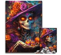 Puzzles pour Adultes, 1 000 pièces en Carton représentant des squelettes d'halloween, Design Complexe pour Adolescents, décoration DIY et Divertissement Stimulant pour Le Cerveau 26x38cm