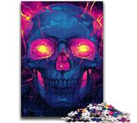 Puzzles pour Adultes, 1 000 pièces, Motif crâne néon, idéal comme Cadeau pour Toute la Famille (50x75cm)