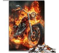 Puzzles pour Adultes, 1 000 pièces, Moto Flamme, Puzzles pour Adultes, 1 000 Loisirs créatifs en Famille, Parfaits pour Les Anniversaires et Les Vacances (Taille 26x38cm)