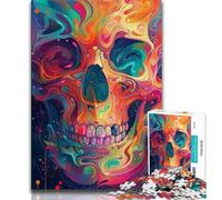 Puzzles pour Adultes 1 000 pièces têtes de Mort colorées pour Adolescents Jouets éducatifs Jeux en Famille Cadeau d'anniversaire Cadeaux (50x75cm)