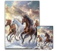 Puzzles pour Adultes, 1 000 pièces, Trois Chevaux au Galop, pour Les 14 Ans et Plus, défi éducatif, activités Amusantes à la Maison, Cadeaux d'anniversaire, Cadeaux de Voyage 26x38cm
