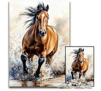 Puzzles pour Adultes 1 000 Puzzles, Jeux éducatifs, Cheval Aquarelle, avec Affiche et fiche de Questions, à partir de 14 Ans, 26 x 38 cm