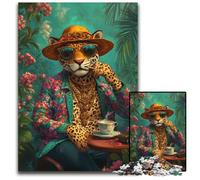 Puzzles pour Adultes 1 000 Puzzles, Jeux éducatifs, Motif léopard Tendance, avec Affiche et fiche de Questions-réponses, pour Les 14 Ans et Plus, 50 x 75 cm