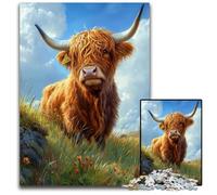 Puzzles pour Adultes 1 000 Puzzles, Jeux éducatifs sur Le thème des Vaches des Highlands, avec Affiche et fiche de Questions-réponses, pour Les 14 Ans et Plus 26 x 38 cm