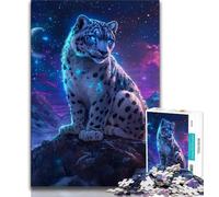 Puzzles pour Adultes 1 000 Puzzles Léopard des neiges sous la Lune pour Adultes, éducatifs et éducatifs, idéal comme Cadeau pour Toute la Famille (Taille 75x50cm)